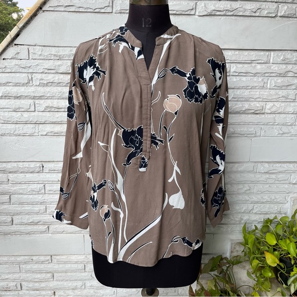 None Tops - Brown Floral Top
